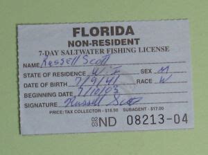 How much is a non resident Florida saltwater fishing license?