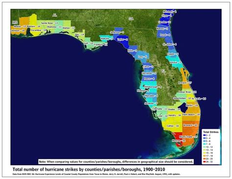 What part of Florida gets hit by hurricanes the most?